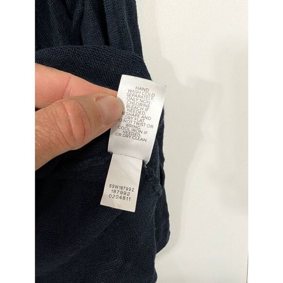 J. Jill Boxy Linen Blend Sweater Top women's Large petite navy blue nautical - Picture 7 of 8